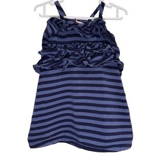 Ella Moss Kids Blue Navy Striped Ruffle Tank Dress Toddler Size 18-24 Months